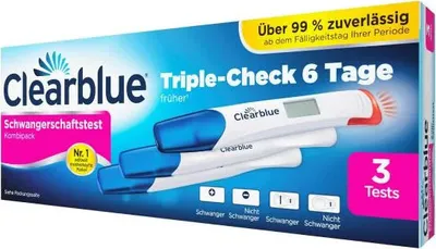 Produktbild von Clearblue Schwangerschaftstest Triple Check Ultra Früh, 3er