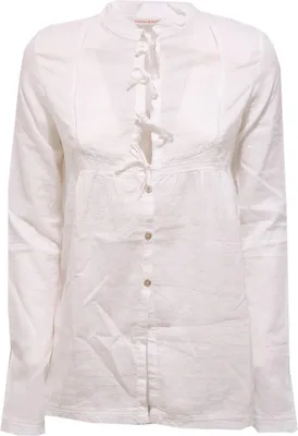 Produktbild von 9517K camicia donna AIGUILLE NOIRE Baumwolle/Leinen weißes Hemd Frau
