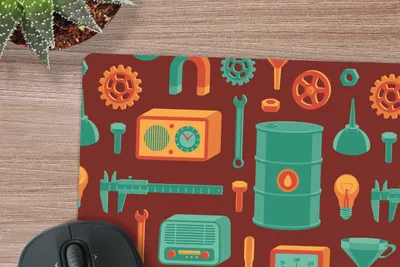 Produktbild von MuchoWow® Mauspad Mousepad Muster - Retro - Werkzeuge 23x19 cm - Mousepads - Maus Mat - Pad - Mausunterlage - Schreibtischunterlage - Mauspad
