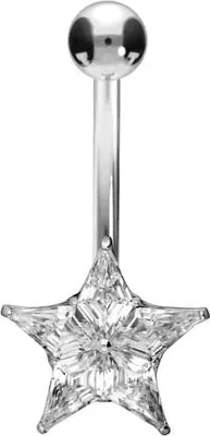 Produktbild von Bauchnabelpiercing Titan Bananabell mit Innengewinde KRISTALLSTERN