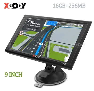 Obrázok produktu pre GPS navigácia s 9-palcovým dotykovým displejom pre auto, nákladné vozidlo alebo osobné auto, s 16 GB pamäťou, 3D mapami, asistenom jazdy v pruhoch, hlasovou navigáciou, FM vysielačom a 12