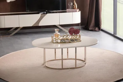 Productafbeelding van Luxe salontafel, ovaal, bijzettafel, salontafel, koffietafel, tafel met hoogglanzende afwerking