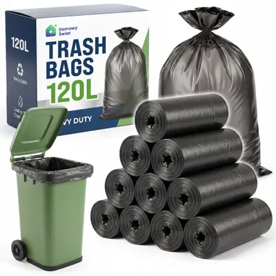 Obrázok produktu pre Čierne Klasické Odpadkové Vrecie, Odolné, Vysokokvalitné, Univerzálne, 120 L, 10 Rolí
