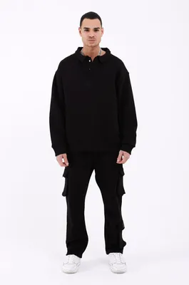 Produktbild von Jogginganzug Set Baumwolle Jogger Hoodie Pullover Oversize Fit (S) Schwarz