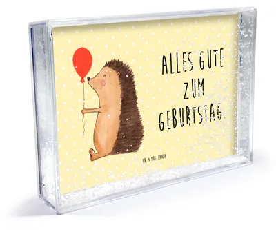 Produktbild von Mr. & Mrs. Panda Bilderrahmen Igel Luftballon - Gelb Pastell - Geschenk, dekoartikel, Happy Birthday, Herzlichen Glückwunsch, wohnaccessoire, 3D-Rahmen, Fotorahmen