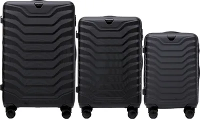 Obrázok produktu pre Wings PEAFOWL BLACK 3-dielna sada kufrov, ABS+, teleskopická rukoväť, 4 kolieska
