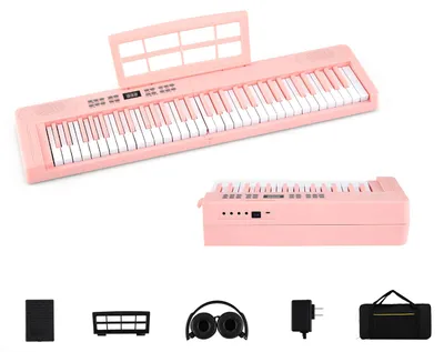 Produktbild von KOMFOTTEU Digitales Klavier mit 61 Tasten faltbar, Keyboard Piano mit Kopfhörer, Pedal, Notenständer, Digitalpiano mit 128 Sounds & Rhythmen, Klavierkeyboard mit Tasche (Rosa)