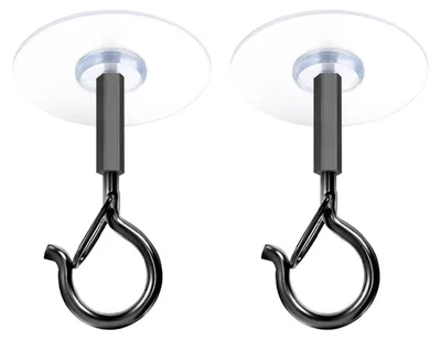 Produktbild von 2 Stück selbstklebende Deckenhaken, ohne Bohren, Aufhängehaken, Wandhaken, tragender Ösenhaken mit Sicherheitsschnalle für Lichterketten, Pflanzen, Laternen, Windspiele
