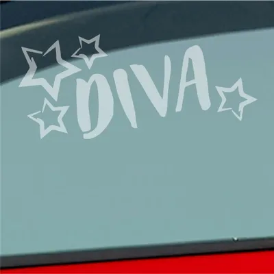 Produktbild von Auto Aufkleber Diva Sterne Stars Schriftzug 17,5x10 cm Milchglas Sticker Heckscheibenaufkleber