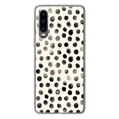 Produktbild von MuchoWow® Handyhülle Schutzhülle Hülle für Huawei P30 Polka dots - Schwarz - Weiß Silikon Softcase Handy Hülle - Kartenbesitzer