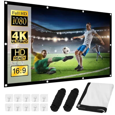 Zdjęcie produktu dla Ekran projekcyjny HD 4K o przekątnej 120 cali, format 16:9: Składany, przenośny, możliwość montażu na ścianie, idealny do użytku zarówno wewnątrz, jak i na zewnątrz
