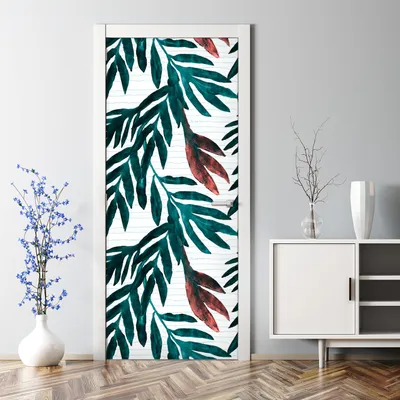 Produktbild von Dekorative Türtapete selbstklebend Klebefolie Türposter Türaufkleber Aquarellblätter 85 x 200 cm