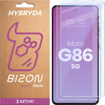 Produktbild von 2x Flexibles Hybridglas für Motorola Moto G86 5G, Bizon Glass Mule Duo