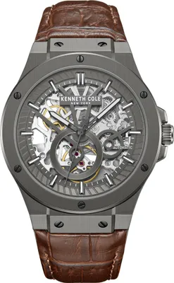 Image de Kenneth Cole Montre automatique Automatic Leather Round Gun - Brown
