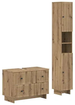 Image de Ensemble de deux meubles de salle de bain, finition chêne artisan