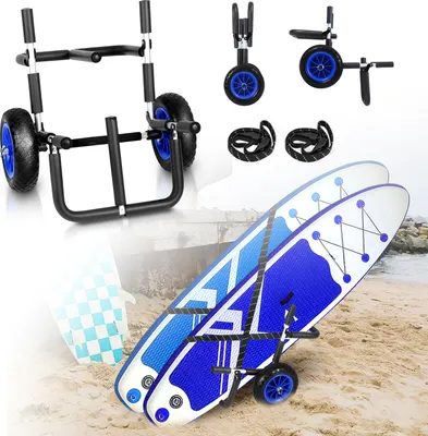Produktbild von Skládací dvojitý přepravní vozík pro 2 SUP prkna Surfboard vodní lyže do 80 kg s polyuretanovými pneumatikami