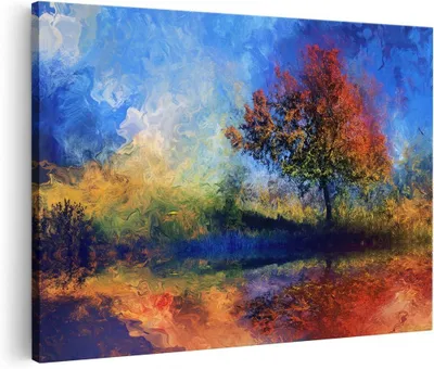 Obrázok produktu pre Obraz na plátne, abstraktna krajina, 30x20 cm, farebná dekorácia na stenu do obývačky