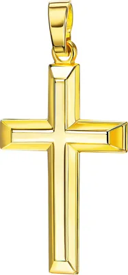 Produktbild von Kreuzanhänger 585 Gold für Damen und Herren Hochglanz poliert mit 3D-Effekt als Kettenanhänger + Schmuck-Etui