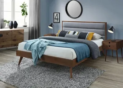 Produktbild von Halmar Doppelbett mit Rost Orlando 160 - Nussbaum / grau