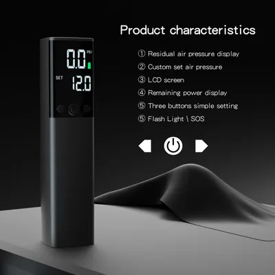 Obrázek produktu pro Elektrická pumpa na míče, přenosná dobíjecí pumpa s LCD displejem, LED osvětlením, 12 PSI, mini verze pro basketbal, fotbal, volejbal a plavecké kruhy