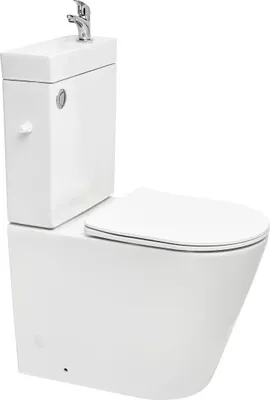Produktbild von SAT Brevis Stand-WC WC-Kombination mit integriertem Waschbecken und Armatur spülrandlos Toilette WC-Becken, weiß