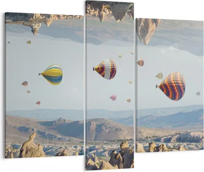 Produktbild von Bild auf Leinwand - Leinwandbild - 3 Teile - Surrealismus Flug Luftballons - 95x80cm - Wand Bild - Wanddeko - Wandbilder - Leinwanddruck - Bilder - Wanddekoration - Leinwand bilder - CB95x80-4454