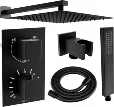 Obrázok produktu pre Mexen Cube DR02 sprchová súprava pre podomietkovú inštaláciu z dažďová sprcha 25 cm, čierna - 77502DR0225-70