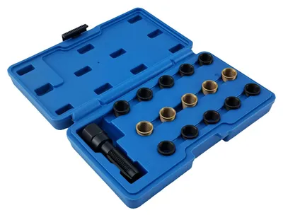 Produktbild von Zündkerzen Gewindereparatursatz - Reparaturset M14 M16 - 16-teilig mit Gewindeschneider und Einsätzen für Zylinderkopf