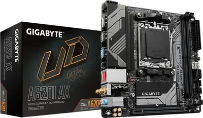 Produktbild von Gigabyte A620I AX 1.0, AMD, Buchse AM5, DDR5-SDRAM, 96 GB, DIMM, Zweikanalig