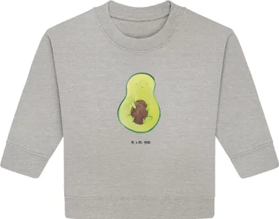 Produktbild von Mr. & Mrs. Panda Organic Baby Pullover Avocado Kern 12. - 18. Monat - Heather Grey - Geschenk, Bullover, Avokado, Lächeln, Pflanze, Spruch Leben