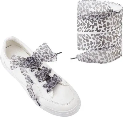 Produktbild von Luipaardpatroon Schoenveters mit Satinband, breit, Trendy Design, Set von 4 Veters