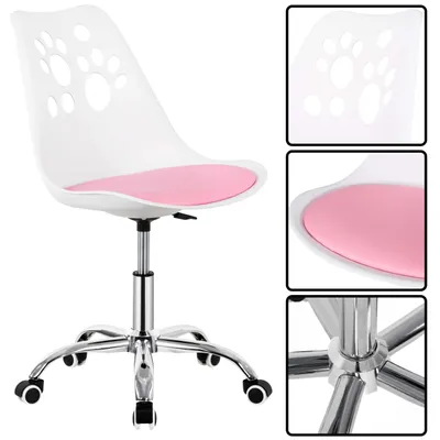 Produktbild von Springos® Bürostuhl Drehstuhl Weiß/Rosa Ergonomisch Höhenverstellbar Kinderstuhl