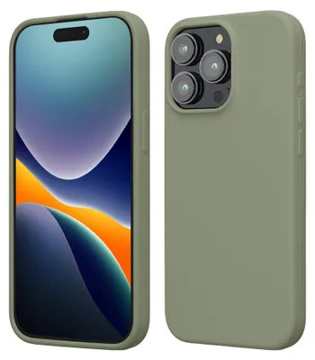 Produktbild von kwmobile Handyhülle für iPhone 15 Pro Max Hülle, für iPhone 15 Pro Max Case - Hülle Silikon - kabelloses Laden - Graugrün