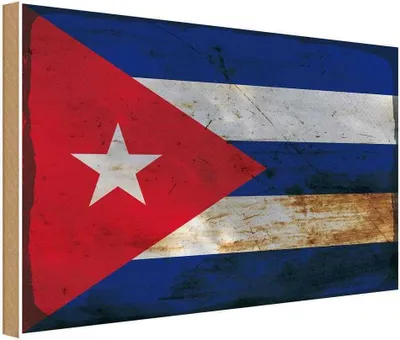 Produktbild von vianmo Holzschild 12x18 cm Kuba Cuba Rost Flagge Fahne Wappen