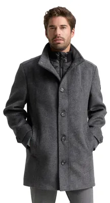 Produktbild von TOM TAILOR Herren Wollmantel mit Innenjacke 1032506, 30500 - Dark Grey Black Her