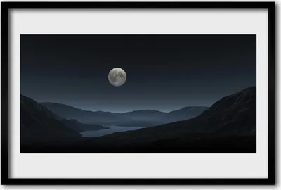 Produktbild von Bild 60x40 MDF-Rahmen Wandkunst Nachtmondlandschaft