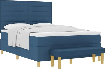 Produktbild von vidaXL Boxspringbett mit Kopfteil Blau 200 x 140 cm Stoff