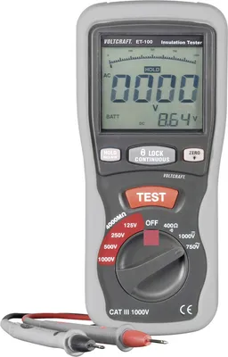 Immagine prodotto di Voltcraft ET-100 Isolationstester, Isoltationsmessgerät 125/250/500/1000 V CAT III 600 V (ET-100)