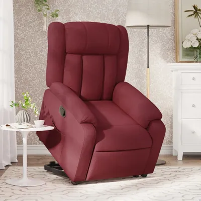 Produktbild von Design Relaxsessel mit Aufstehhilfe Weinrot Stoff, Klassische Sessel 2024 Neu