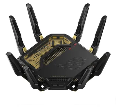 Immagine prodotto di ASUS ROG Rapture GT-BE98, Wi-Fi 7 (802.11be), Quad-band (2,4 GHz / 5 GHz-1 / 5 GHz-2 / 6 GHz), Ethernet/LAN, Nero, Router da tavolo