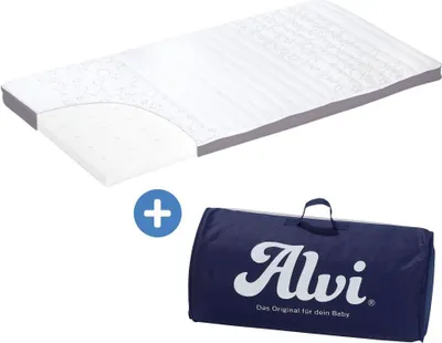 Produktbild von Alvi Reisebettmatratze gerollt, 60 x 120 mm, Sommer/Winter, Waschbar, Weiß