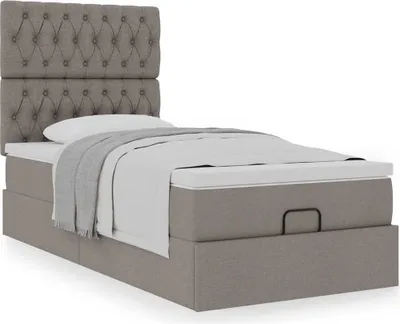 Produktbild von Eleganten-Stil Ottoman-Bett mit Matratze Taupe 90x190 cm Stoff - Klassische Betten CHY9403106