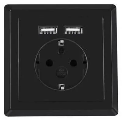 Zdjęcie produktu dla Gniazdo Podtynkowe Lanberg 230V Pojedyncze + 2X Usb 2.1 A Schuko Czarne