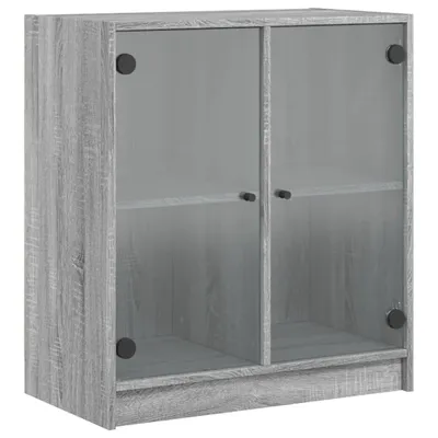 Produktbild von Beistellschrank mit Glastüren Grau Sonoma 68x37x75,5 cm