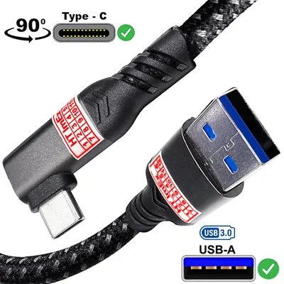 Produktbild von USB 3.2 Ladekabel USB-A zu USB-C Nylon Kabel Winkel für Xiaomi, Huawei, Microsoft Laptop Notebook PC