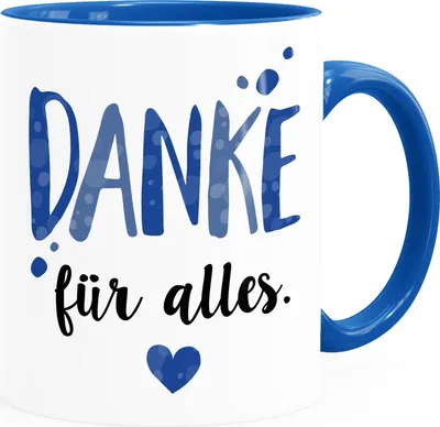 Immagine prodotto di Tazza da caffè Grazie di tutto Regali di ringraziamento Festa del papà Festa della mamma Compleanno Natale Cuore Moonworks® tazza in ceramica blu reale