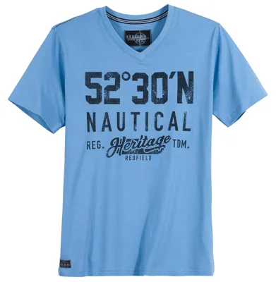 Produktbild von Redfield V-Neck T-Shirt Übergröße himmelblau 52°30'N