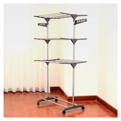 Produktbild von Wäscheständer Turm, platzsparender Wäscheständer mit klappbaren Flügeln und Rollen, verstellbare Ebenen, Trockengestell (72 * 56 * 152 cm Grau)