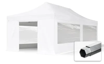 Produktbild von TOOLPORT 4x8m Aluminium Faltpavillon, inkl. 4 Seitenteile, weiß