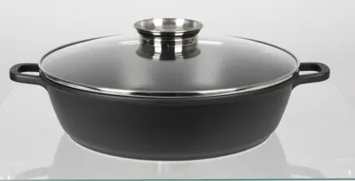 Produktbild von Aluguss Servierpfanne Schwarz 32 cm 4,5 L Kochtopf Braten Induktion Backofen Neu
